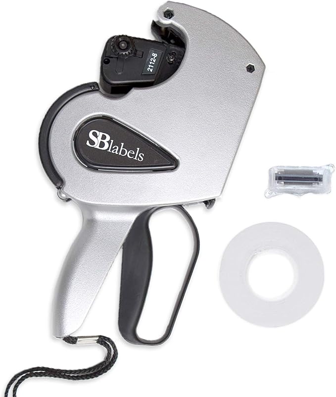 SBLabeler Date Gun/One Line Date Gun and Labels/Pre-Loaded Roll of White Labels and Instruction Sheet