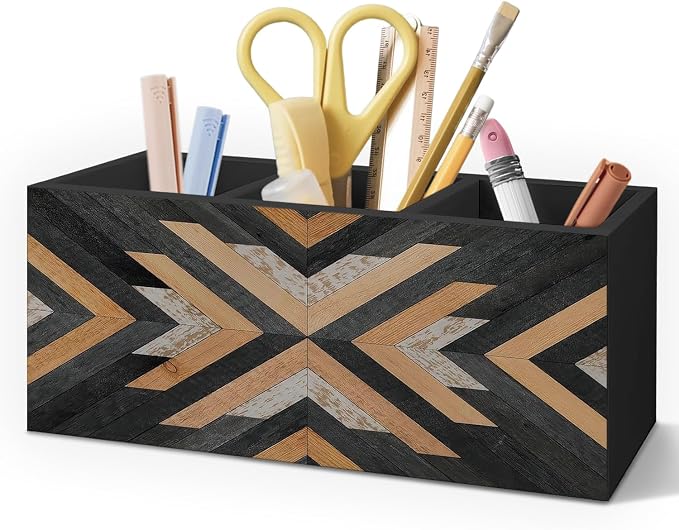 Western Pen Holder for Home Office Desk, Aztec Decor, Retro Boho Western Aztec Makeup Brush Toothbrush Holder Organizer for Bathroom Desk Accessories