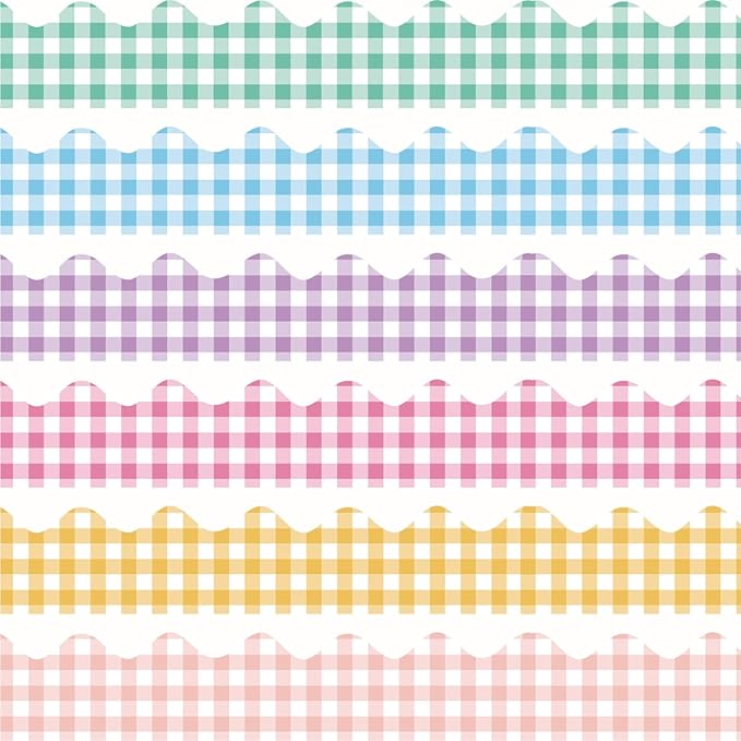 75Ft Easter Spring Bulletin Board Borders, Buffalo Plaid Bulletin Board Classroom Decorations Summer Strips Plaid Boho Decorations for School Home Office Wall Door