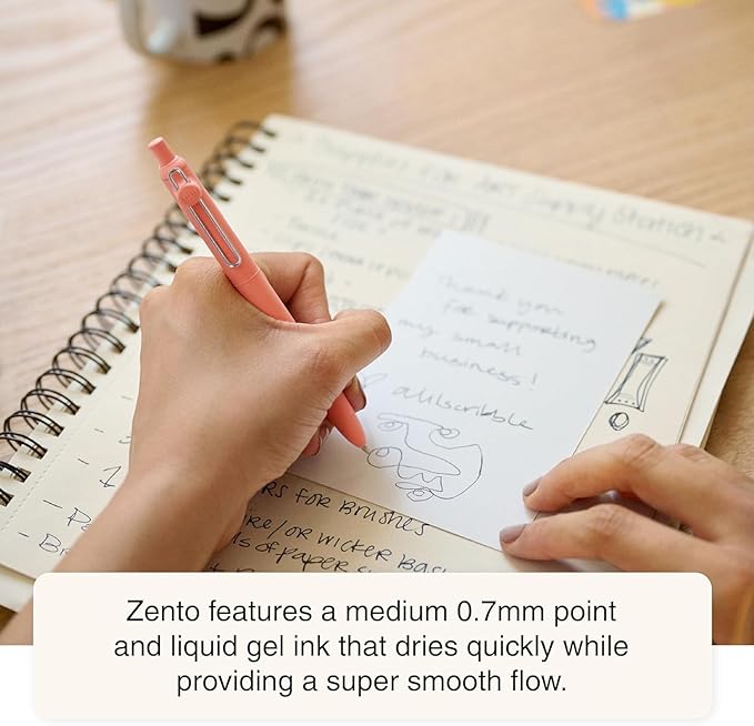 uni-ball Zento Gel Ink Rollerball Pens, 5 Black Medium Point Smooth Writing Pens, Colored Japanese Pens, Dawn Colors