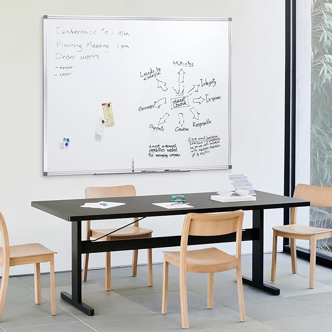 SWANCROWN Large White Board Dry Erase 60" x 48" Presentation Magnetic Whiteboard with Long Pen Tray, 5' x 4' Large Dry Erase Board for Wall, School, Office and Home