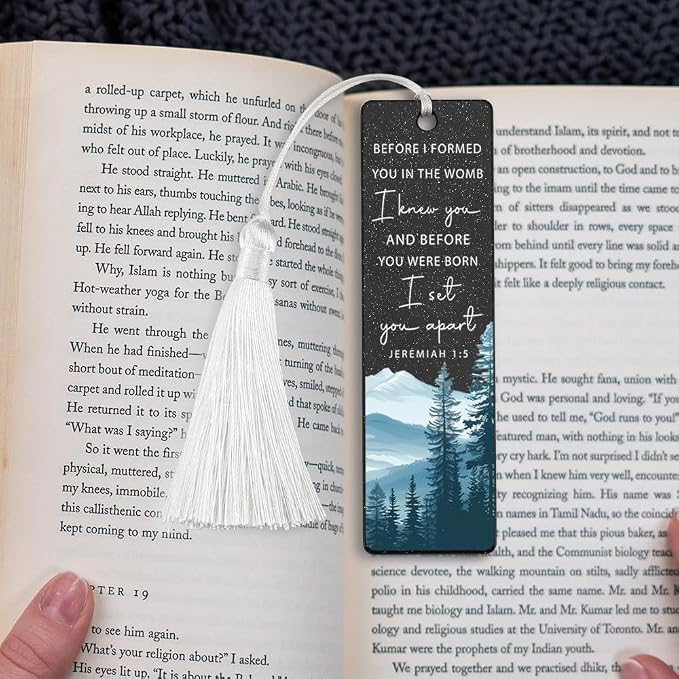 Christian Affirmation Bookmark, Meaningful Gift for Believers, Soul - Stirring Present for Spiritual Readers, Believer Appreciation Gift, Unique Mountain Forest & Scripture Design Bookmark, WCB35