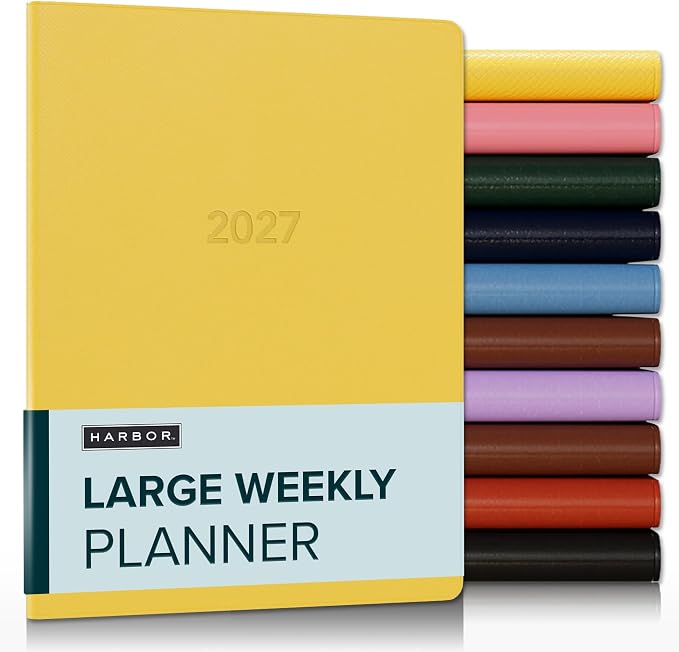 Harbor Large Weekly Monthly Planner 2027, Calendar Planner & Notebook - Durable Faux Leather, 192 Pages, Softcover & Book Bound - - Key West Sundance - 9.75x7.5"