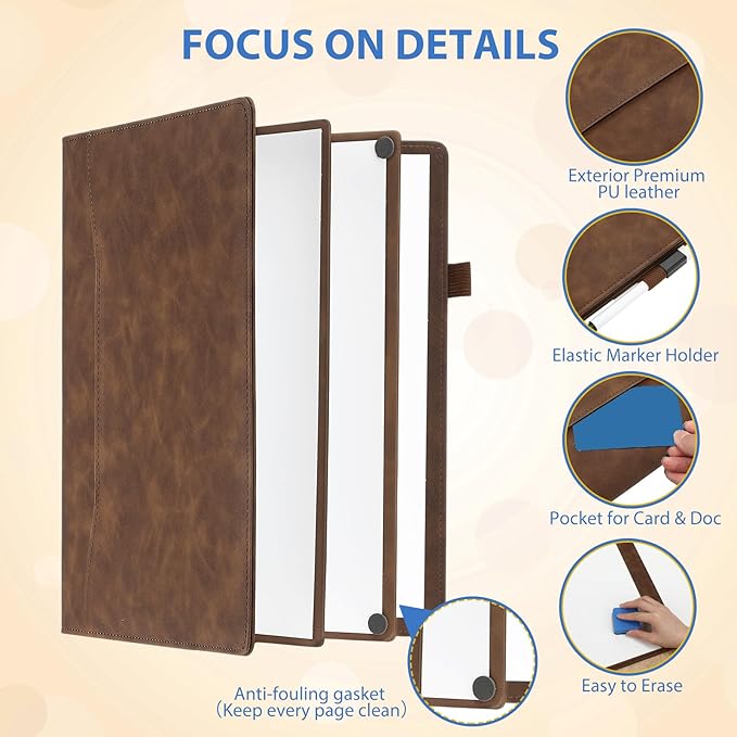 Feifeiya 6 Sides Dry Erase Notebook Portable White Board 12"x9"(a4) Travel Dry Erase White Board Notebook Foldable Anti-ghosting Surface for Office, School, Study, Travel & Business Meeting Planning