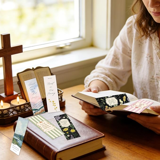 90 Pcs Bible Bookmark, Aesthetic Floral Christian Paper Bookmark for Women, Inspirational Bible Verse Book Mark for Reading Lovers Church Accessories Gift