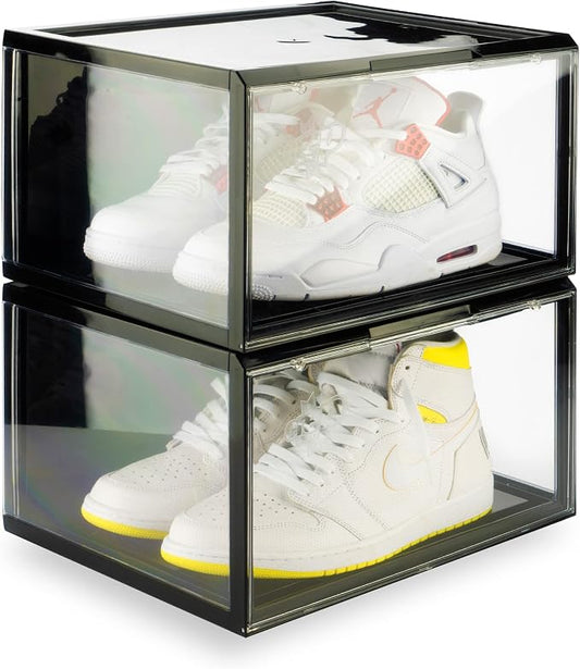 Crep Protect Crates Shoe Storage Box - Ultimate Sneaker Crates 2.0, Shoe Organizer, Stackable Shoe Crates (2 Crates Per Pack)