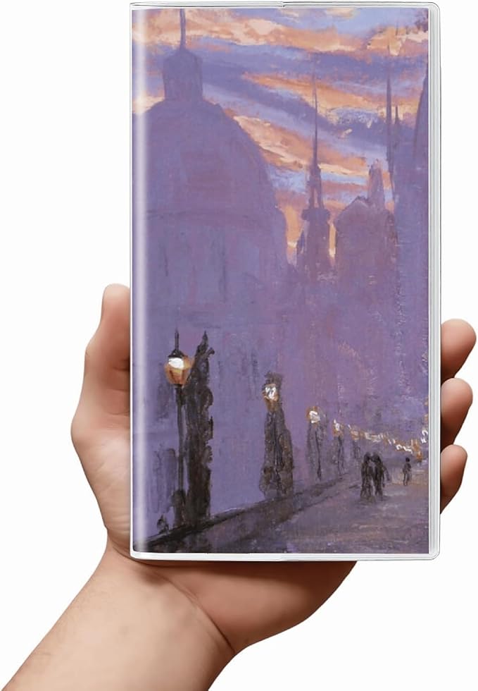 Pocket Calendar 2026-2028 Art Series, Monthly Planner Jan 2026 to Jul 2028 (3.7" x 6.7") Perfect Purse Calendar, Pocket Agenda with Protective Plastic Sleeve-Twilight Street