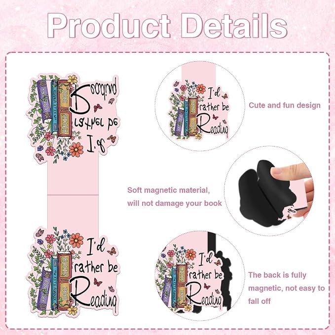 Cute Magnetic Bookmarks Set, 9 Pcs Floral & Cat Magnetic Page Markers for Women Men Readers, Strong Magnet Book Page Clips, Aesthetic Reading Gifts for Book Lovers