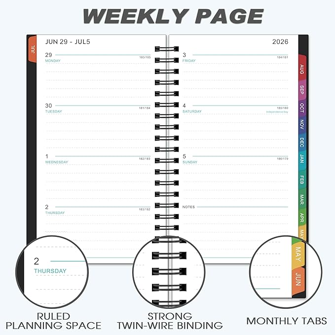 2026-2027 Pocket Calendar/Planner - Weekly & Monthly Pocket Planner for Purse, Jul. 2026 - Jun. 2027, 6.8" x 4.1", Strong Twin - Wire Binding, Plastic Cover