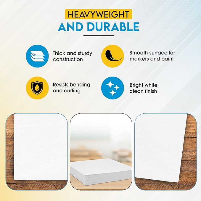 Enday White Poster Board, 11"x14" Heavyweight Poster Board Bulk (50 Pack) Thick White for School Supplies, Presentations, Display Board, Poster Paper Crafts