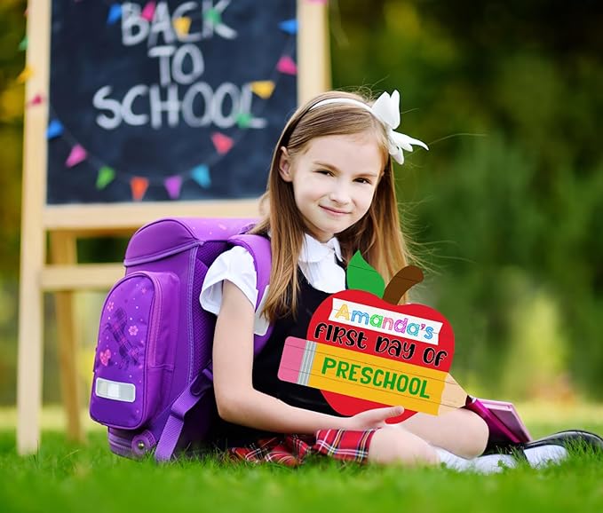 WaaHome First and Last Day of School Chalkboard Sign - My 1st Day of Preschool Kindergarten Sign Back to School Signs Photo Prop Supplies for Kids Girls Boys, Double Sided