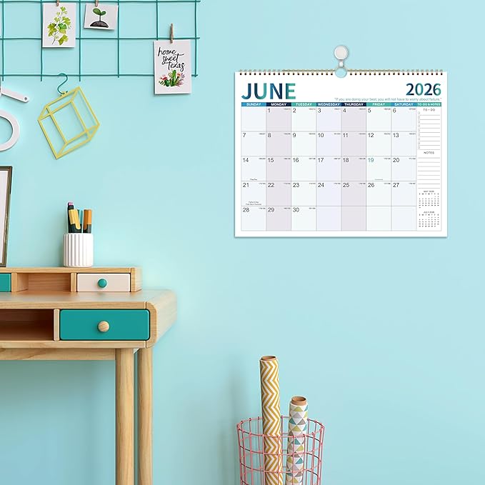 Wall Calendar 2026 - Monthly Calendar January 2026 - December 2026, 14.8 x 11.4 Inches, with Julian Date, Perfect for Organizing