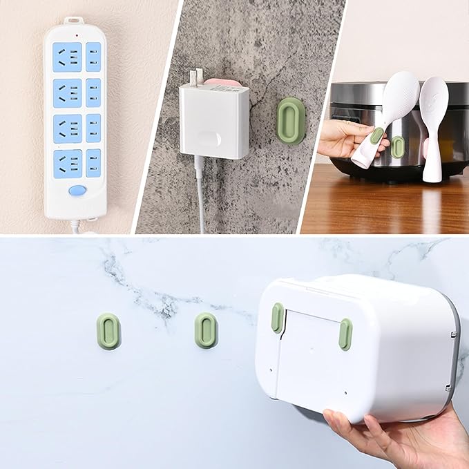 XYOFUN Magnetic Remote Control Holder Wall Mount - 4 Pcs No Drill Self-Adhesive Organizer for Air Conditioner & TV Remotes, Storage Caddy for Televisions Backside - Pink&Green