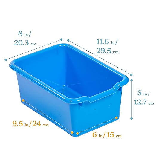 ECR4Kids 12 Cubby Mobile Tray Cabinet and 15 Scoop Front Bins, 3x4, Kids Furniture, Assorted
