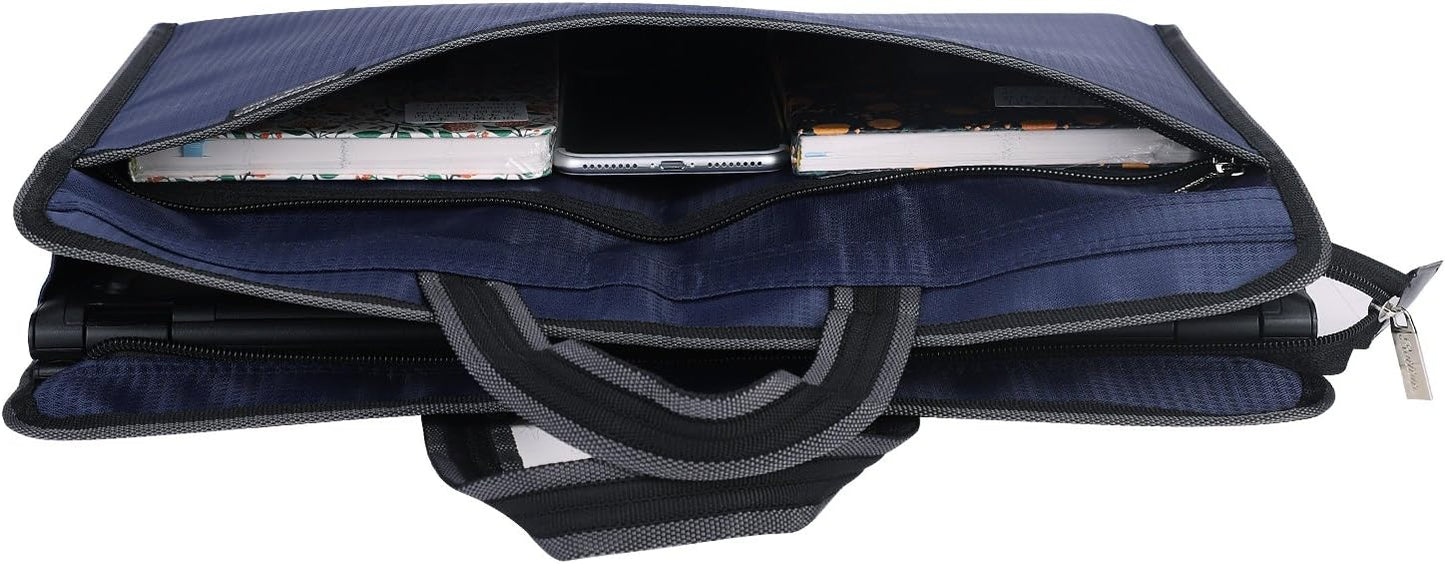 Zippered Document Bag with Handle Oxford Waterproof Portfolio Case Lightweight Business Briefcase Handbag A4 File Organizer