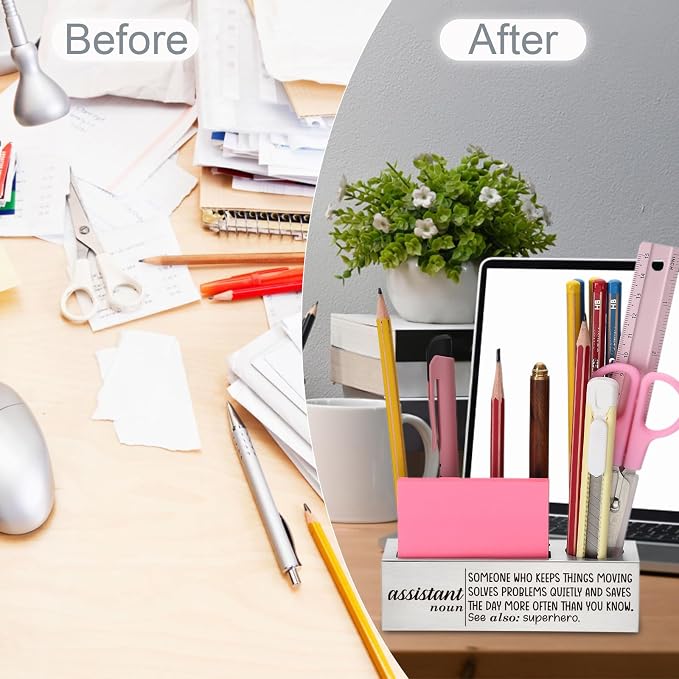Thank You Stainless Steel Pencil Holder for Administrative Assistant, Appreciation Gift for Administrative Assistant, Motivational Desk Organizer for Admin Staff, Desktop Decor for Office TZC176