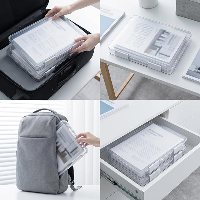 8 Pcs Clear A4 A5 File Box, A4 Paper Organizer Box, Scrapbook Paper Storage for 9.8" x 12.4" US Letter, Plastic Containers for Craft and Arts Supplies, Board Game, File Holder Organizer 9" x 12" (8)