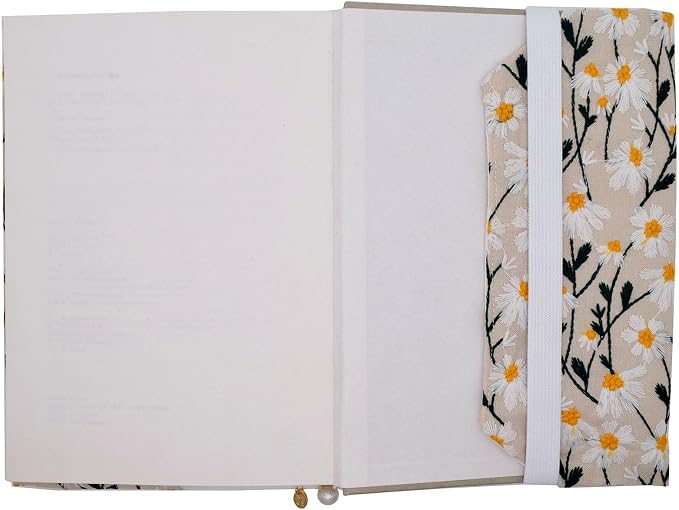 BLBMH 5.5x8.5 Fabric Bible Cover Non-Stretch | Built-in Bookmark | Handmade Washable Book Sleeve for Paperback Journal Privacy Reading Gift for Women - Daisy 2