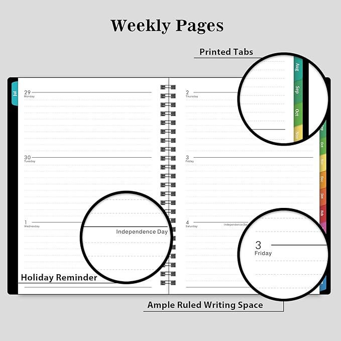 2026-2027 Planner - Weekly & Monthly Academic Planner 2026-2027, From July 2026 - June 2027, 6.25 in × 8.3 in, Flexible Cover, Twin-Wire Binding - Classic Black, Improving Your Time Management Skill