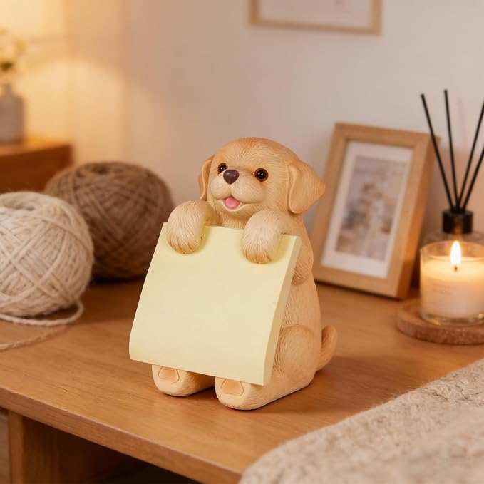 Dog Pop-Up Sticky Note Dispenser with 100 Sheets 3 x 3 Inch Notes, Handmade Resin Dog Desk Decor for Office, Home & Classroom, Gift for Teachers & Coworkers - Golden Retriever
