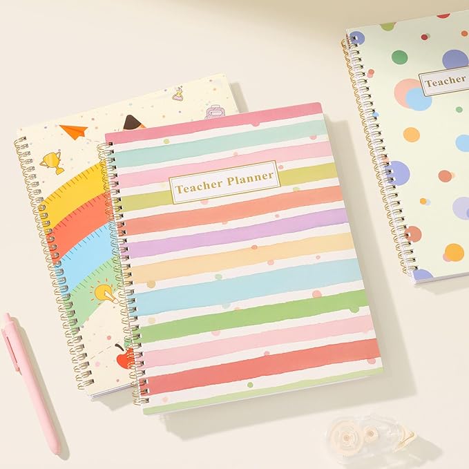 SUNEE Teacher Planner 2026-2027 Academic Year, 7 Periods Lesson Plan Book Jul 2026 - Jun 2027, 8.5"x11"Daily Weekly Monthly Organizers Horizontal Layout with Calendars, Bookmark, Tabs, Colorful Pen