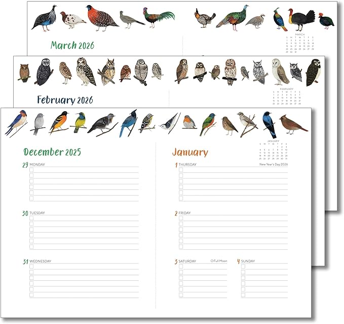 High Note 2026 Planner, 12-Month Weekly & Monthly Flexible Cover Calendar Book with Goal & Project Planning Pages, 2026, 5.75" x 7.5", Orders of The Animals
