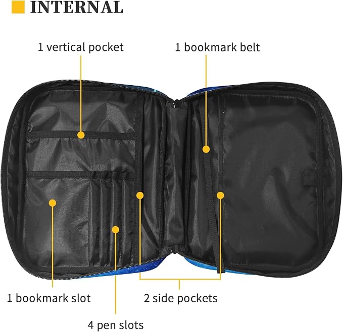 Coldinair Blue Starry Soccer Print Bible Cover for Men Teens Kids Boys,Galaxy Soccer Carrying Book Case Church Bag Bible Bag with Handle and Zippered Pockets