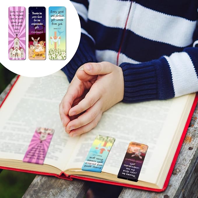 Chinco 30 Pcs Magnetic Bookmarks Christian Bookmarks Bulk Bible Verse Inspirational Scripture Page Clips for Women, Childrens, Kids, Teachers, Mothers Day, Church Supplies, School Gifts (Cartoon)