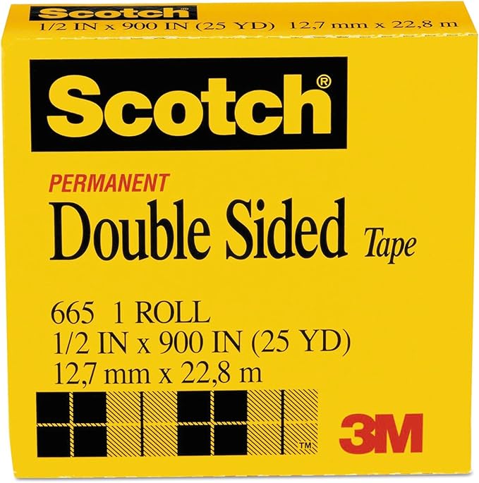 Scotch 3M 66512900 Double-Sided Tape, 1/2-Inch x 900-Inch, 1-Inch Core, Clear, 1/Roll