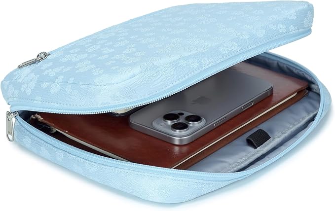 Octsky Bible Cover Carrying Book Case Church Bag Bible Protective with Handle and Zippered Pocket, Floral Blue