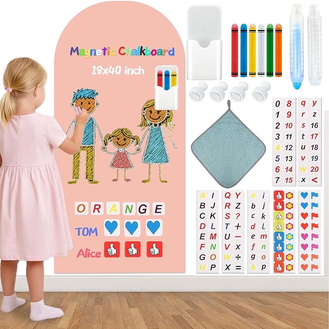 Magnetic Arch Wall Decal for Kids,Upgraded Thickened Magnetic Chalkboard for Most Wall,Suitable for Home Decoration Wallpaper and Children's Game Room (Camel Pink, 18" W x 40" H)