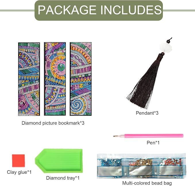 Tontut 3pcs Diamond Art Painting Kit Bookmarks, Star River Exquisite General DIY Bookmarks, Lightweight and Durable for Reading Lovers