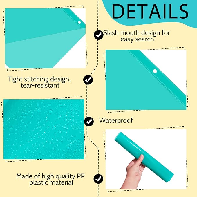 Maitys 30 Pack Binder Pockets 3 Hole Punch Clear Plastic Document Folders Binder Organizer Store Letter Size 8.5x11 Inch Paper Folders with Pockets Slash File Jacket for Office (Rainbow Color)