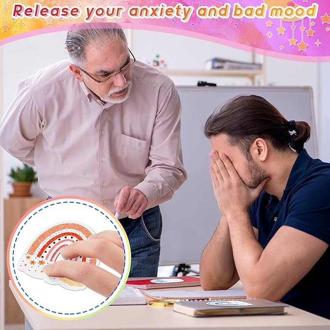 Gersoniel 36 Pcs Anxiety Sensory Stickers Strips Adhesive Textured Mental Health Calm Stickers Mindfulness Fidget Decals Stress Anxiety Relief Items for Therapy Office Desk(Boho Style)