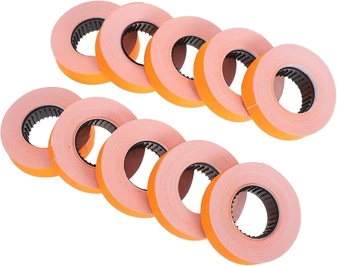 10rolls Double Line Price Label Paper Orange Price Tag Stickers Roll for Marker Accessories Easy to Use Enhanced Organization Labels Per Roll