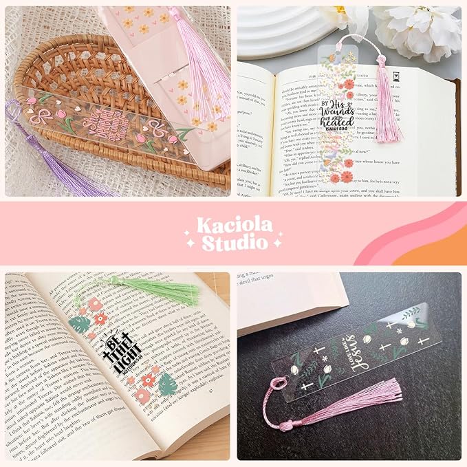 Kaciola 36 Sheets Faith Theme UV DTF Bookmark Wraps, Acrylic Bookmark Blanks UV DTF Stickers, Rub on Transfers for Book Lover DIY (Blank Bookmarks Not Included)
