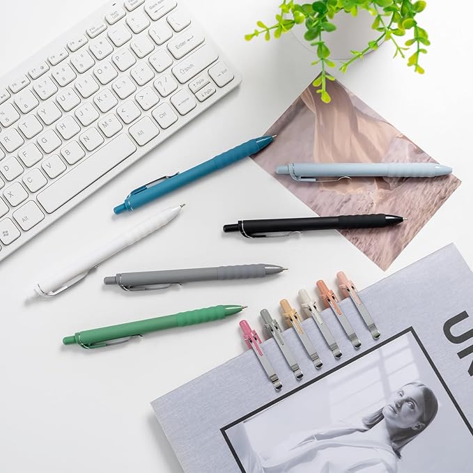Aisibeiger Ballpoint Pens Black Ink Ball Point Pen with Super Soft Grip Medium Point 1.0mm Office Pens (Silver 12-count)