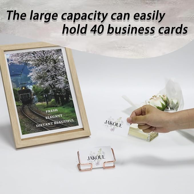 Business Card Holder for Desk, Metal Card Organizer & Office Desk Accessories, Elegant Desktop Display Stand, 1 Pack, Luxury Rose Golden