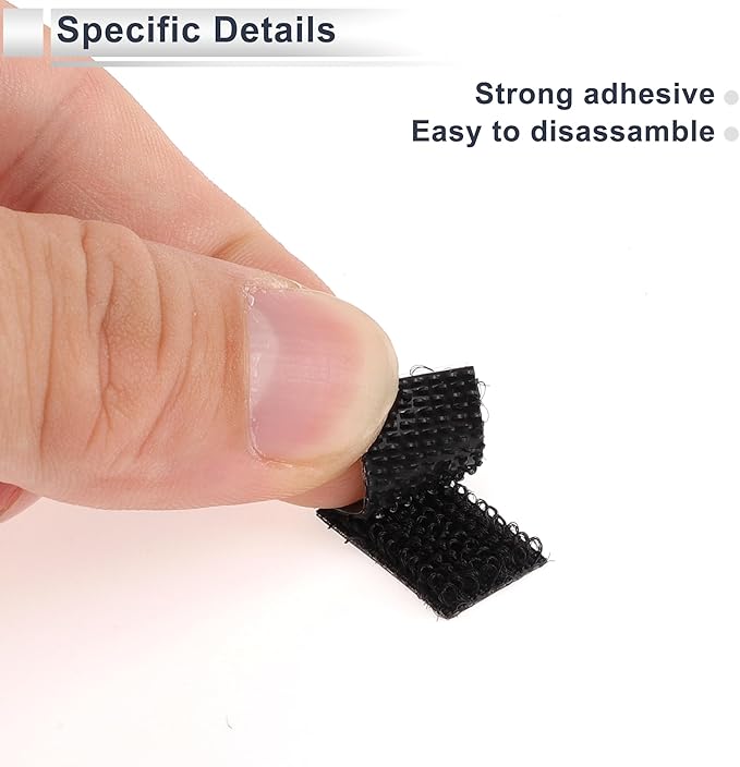 10 Pcs Universal Hook and Loop Tape Adhesive Back Double Sided Sticky-Back Home Office Phone Mount Adhesive Tape 0.39" x 0.79" Black