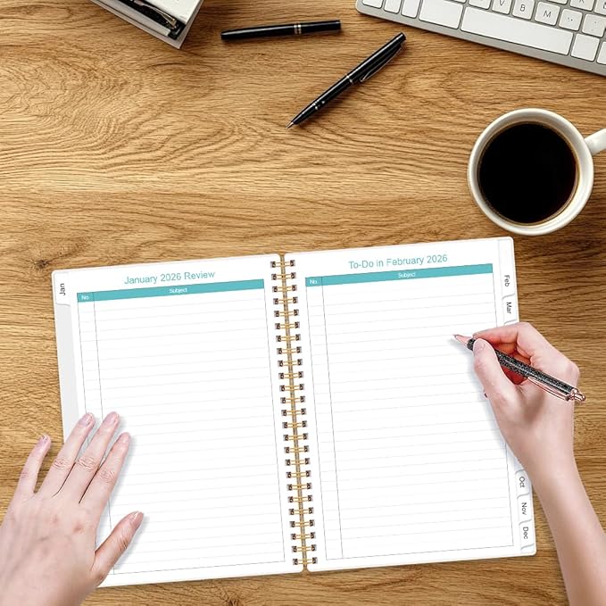 2026-2027 Monthly Planner - January 2026 - June 2027, Two Pages Per Month, 18 Monthly Calendar/Planner with Tabs, Inner Pocket, 6.4" x 8.5", Blue Watercolor