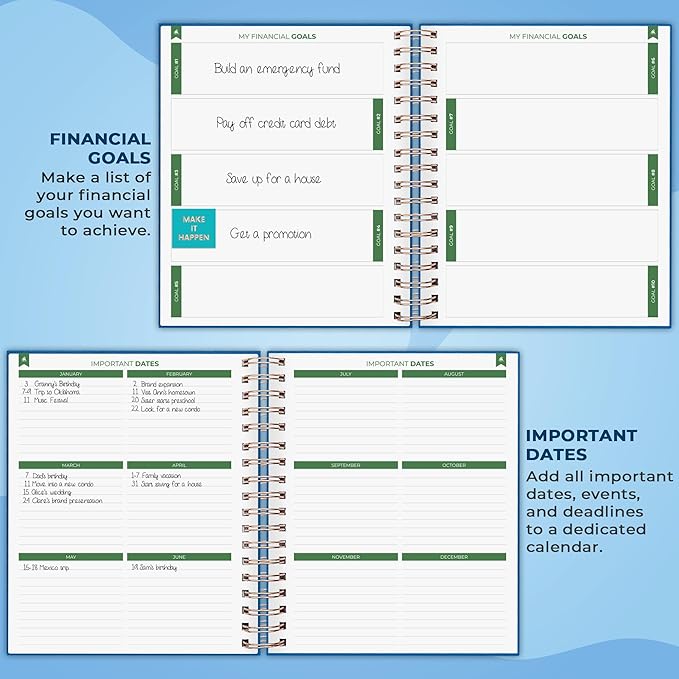 Clever Fox Budget Planner – Coiled Finance Book, Monthly Financial Journal, Budgeting Organizer & Expense Tracker Notebook, 8.5x9.5″ (Mystic Blue)