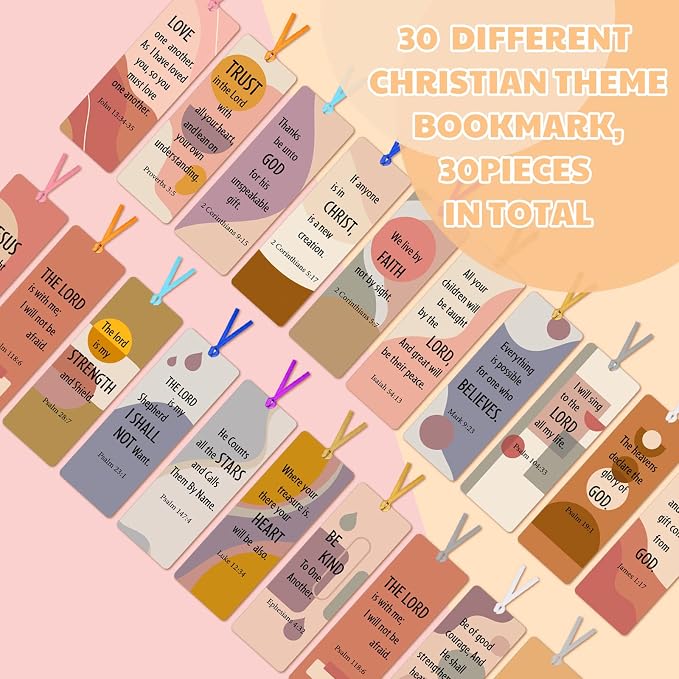 Chinco 120 Pack Bible Verse Bookmarks Christian Gifts for Women Bulk Inspirational Scripture Bookmark Motivational Positive Page Marker with Scripture for Book Lover Reader Church Supplies(Boho Style)