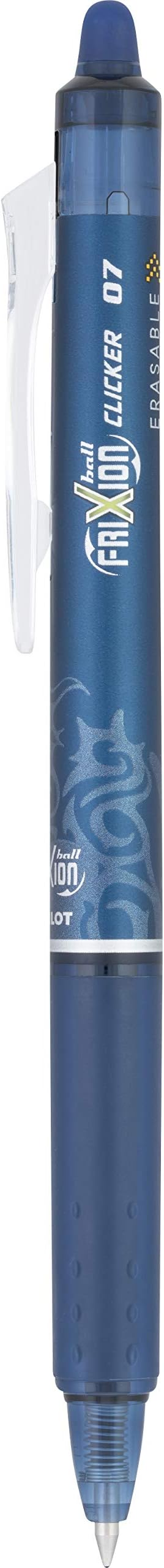 Pilot FriXion Clicker Erasable Gel Pens, Fine Point (0.7mm), Navy Ink, 6-Pack - Refillable, Smooth Writing Pens for School, Journaling, and Office Use