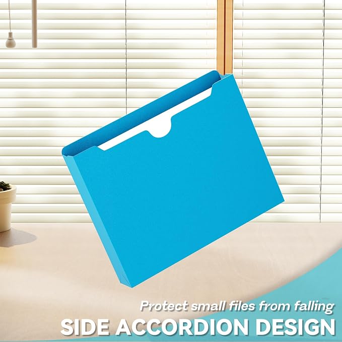 Plastic 2 Inch Expanding File Jacket Folders,12 Pack Heavy Duty Expansion Pocket Files,Reinforced Colored Expandable File Folders,Straight Cut Tab,Manilla Pocket Folders,Letter Size,Colorful