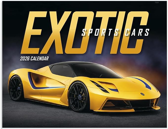Exotic Sports Car 2026 Hanging Wall Calendar - 19" x 11" (Open) 2026 Monthly Appointment Planner and Organizer. The worlds fastest and most expensive beautiful cars!