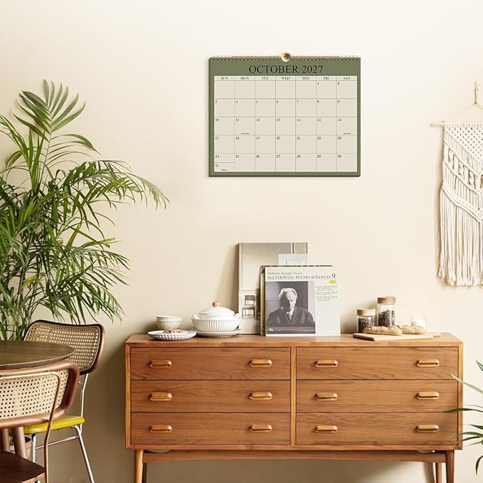 Calendar 2026-2027 - 19 Months Wall Calendar from June 2026 to December 2027, 2026-2027 Wall Hanging Calendar Planner with Thick Paper, 8.5" x 11", Beige