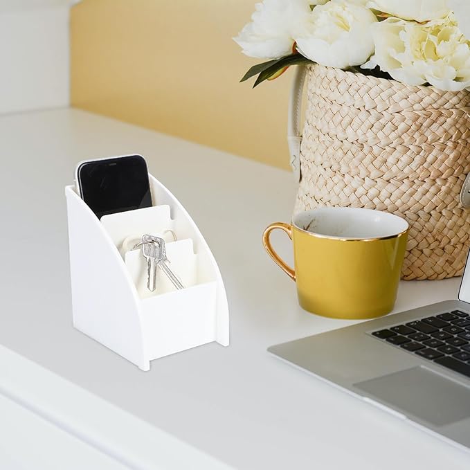 Ipetboom Office Storage Bins Desk Supply Organizer White Remote Control Storage Box