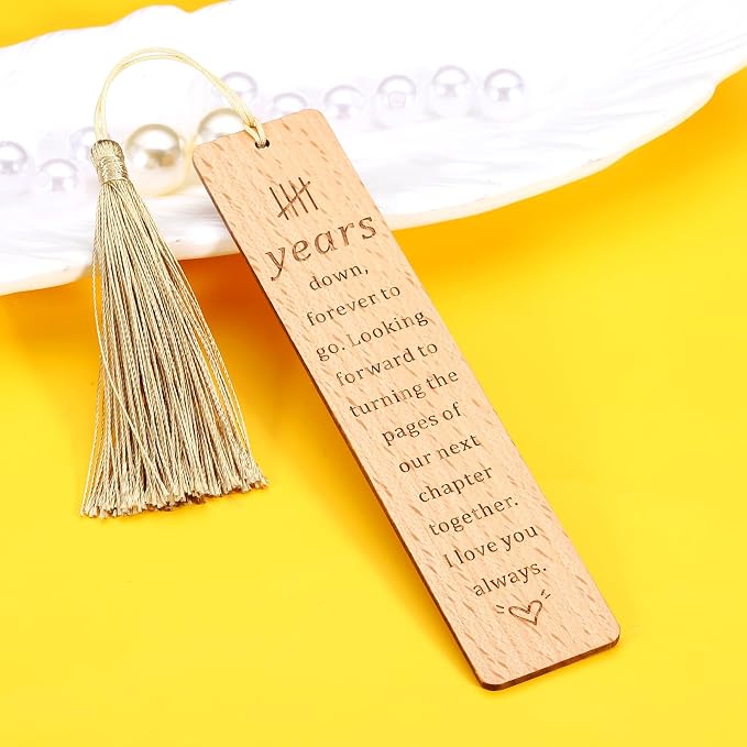 5 Year Anniversary Wood Gift for Him Her, Wooden Bookmark 5th Anniversary Wooden Gifts for Wife Husband, 5 Year Marriage Gifts Anniversary for Couple, Fifth Anniversary Valentines Gifts for Women Men