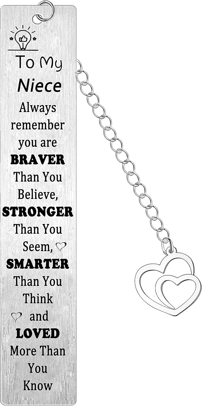 Inspirational Uncle Auntie Niece Gifts - Braver Than You Believe Bookmark for Birthday, Wedding, Christmas
