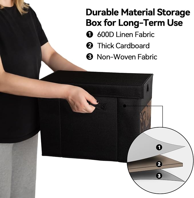 2 Pack Comic Book Storage Box with Lid for Modern Age, Collapsible Magazine Organizer with Clear Window, Heavy Duty Case Container Holder, Black